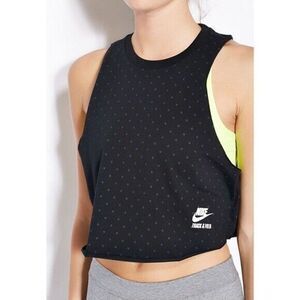 Nike Black Track & Field Polka Dot Cropped Athletic Tank Top M